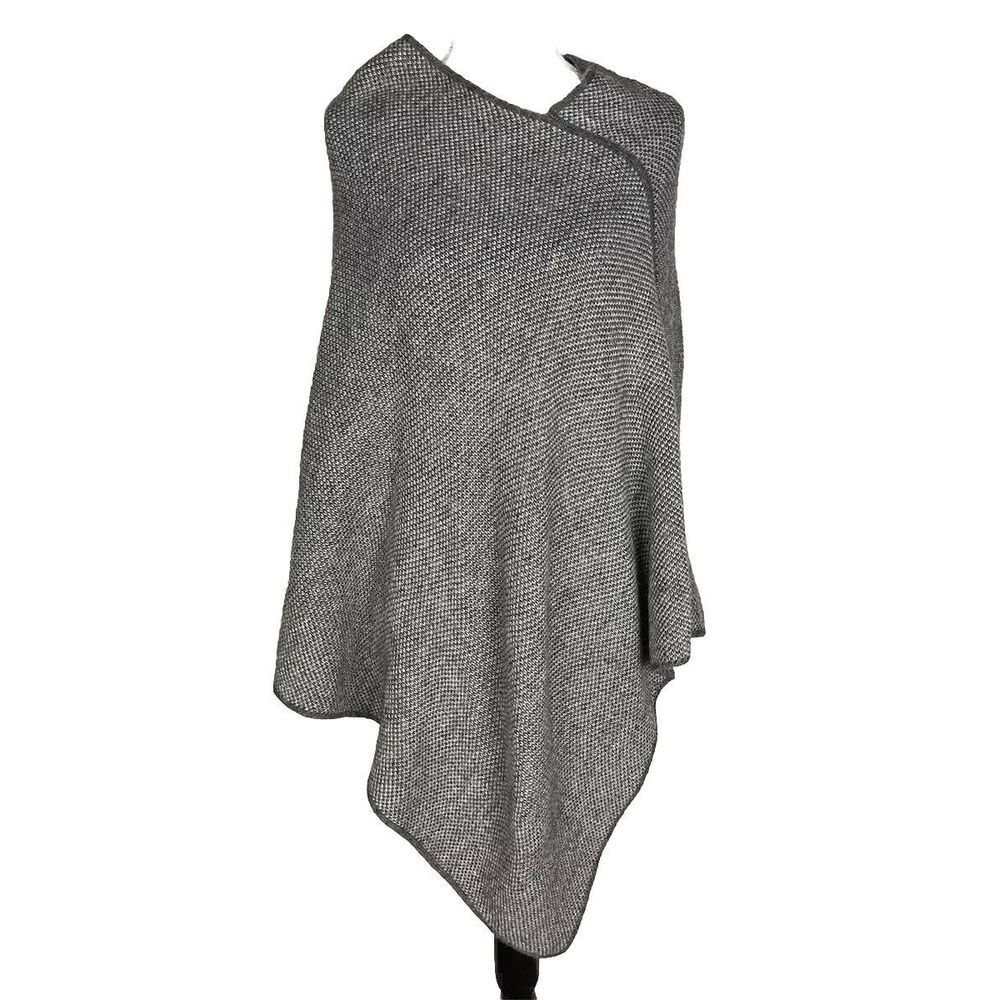 FRATELLI‎ TALLI Knit Poncho Women OS Gray Wool Alpaca Cape Made In Italy Sweater